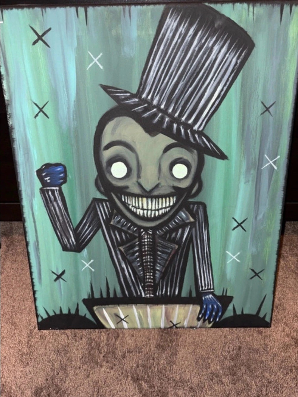 Nicolas Caesar Original Horror Painting in Black & Green